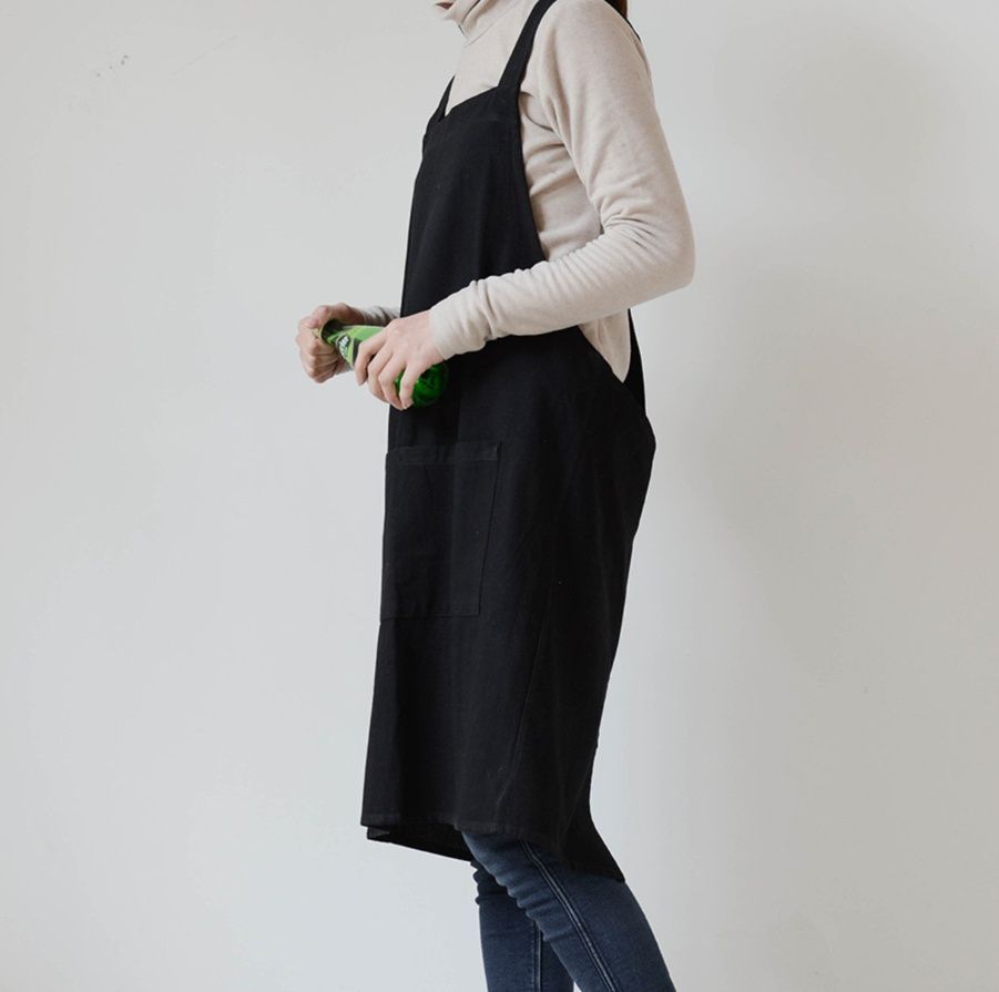 ガーデニング 背中クロス肩紐付き大容量ポケット作業用エプロン
