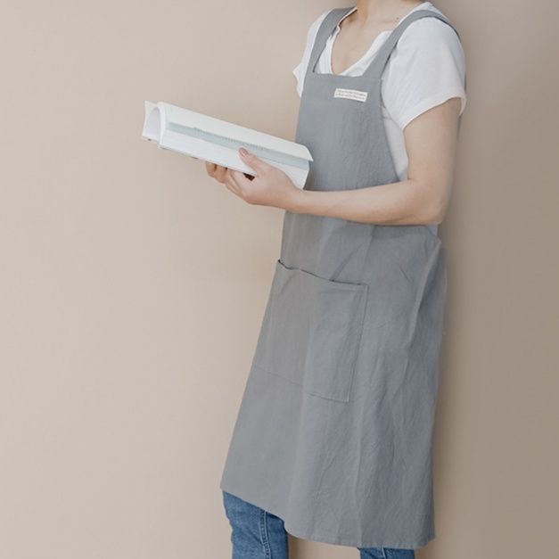 ガーデニング ナチュラルリネン風大容量ポケット付き作業用エプロン