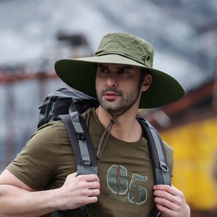 ガーデニング 広つば紐付き機能性日除け帽子