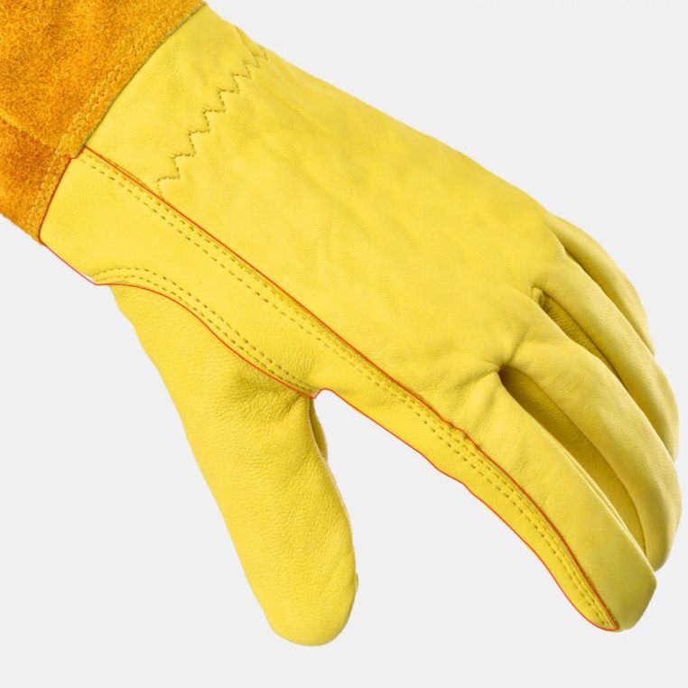 ガーデニング 本革仕様ロング丈腕カバー付き園芸用手袋