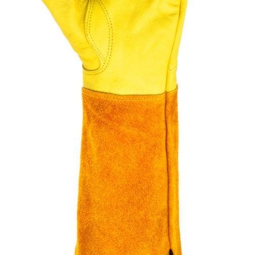 ガーデニング 本革仕様ロング丈腕カバー付き園芸用手袋