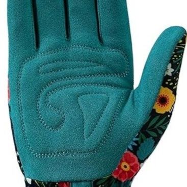 ガーデニング 花柄刺繍入り本革調ガーデニング手袋