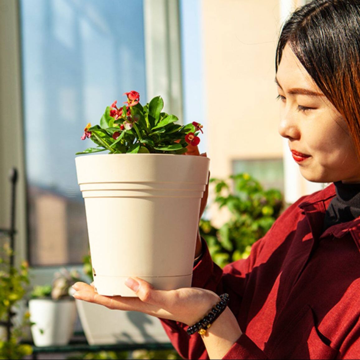 ガーデニング 段差デザイン樹脂製プランター