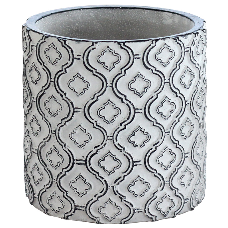 ガーデニング モロッコ風幾何学模様の陶器製プランター