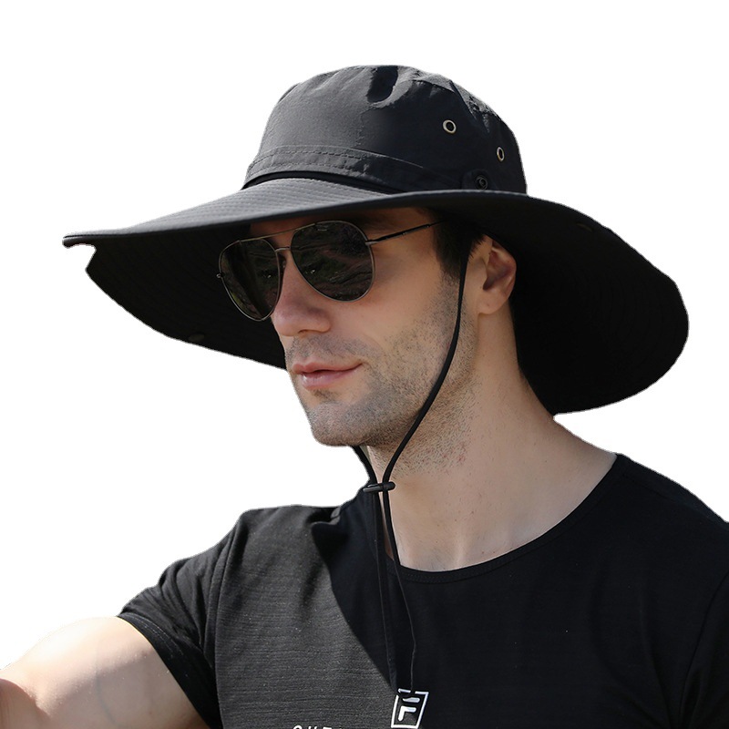 ガーデニング 通気孔付き広つば日除け帽子顎紐調節機能付き