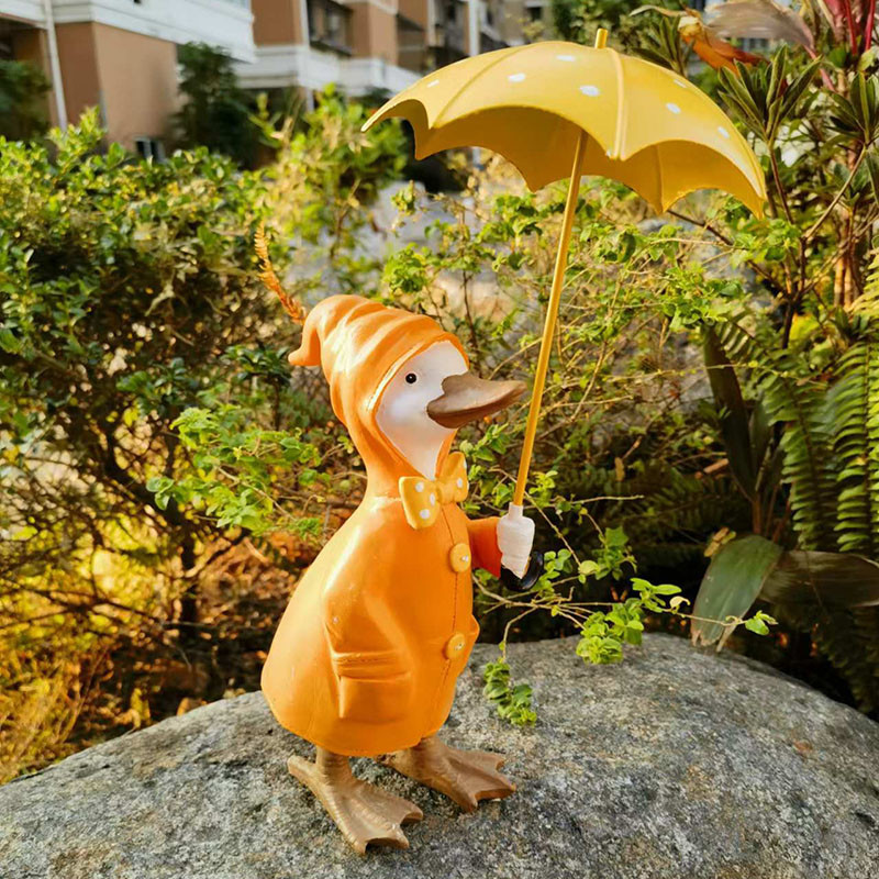 ガーデニング 雨の日のあひる君 ガーデンオブジェ