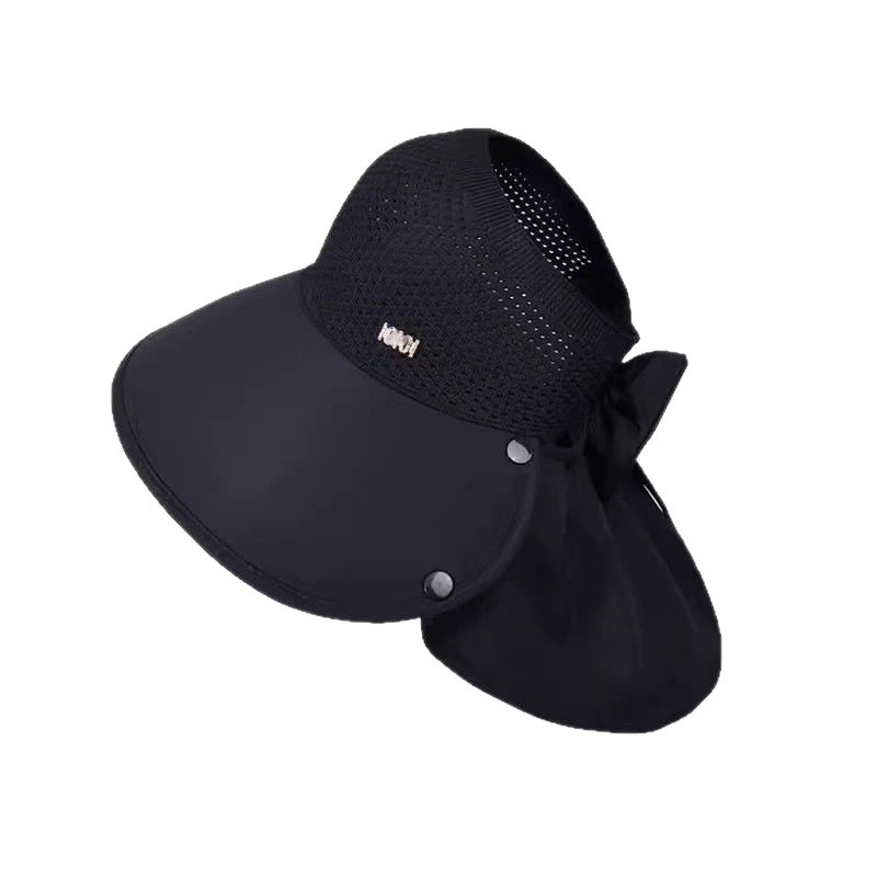 ガーデニング 後ろリボン付き通気性抜群つば広日除け帽子