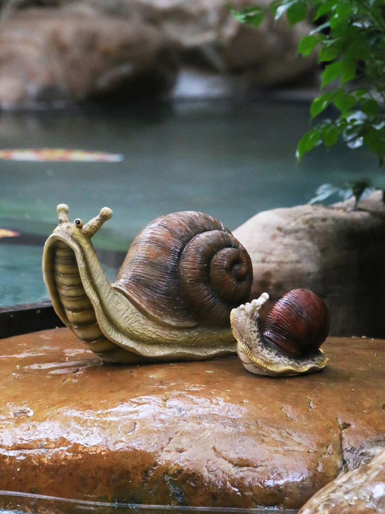ガーデニング かたつむり親子の庭園飾り