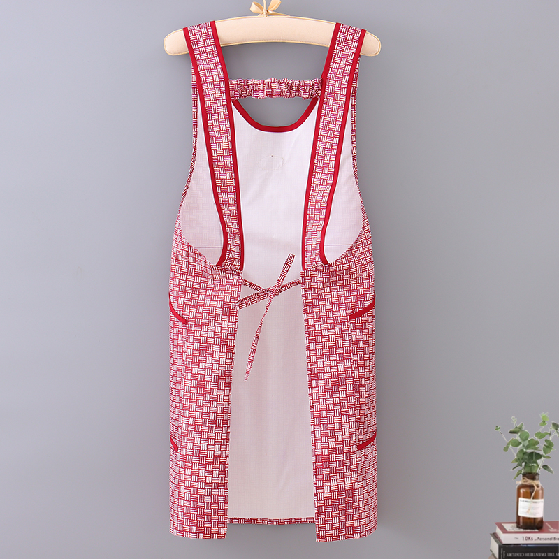 ガーデニング 格子織り模様の機能的ポケット付きエプロン