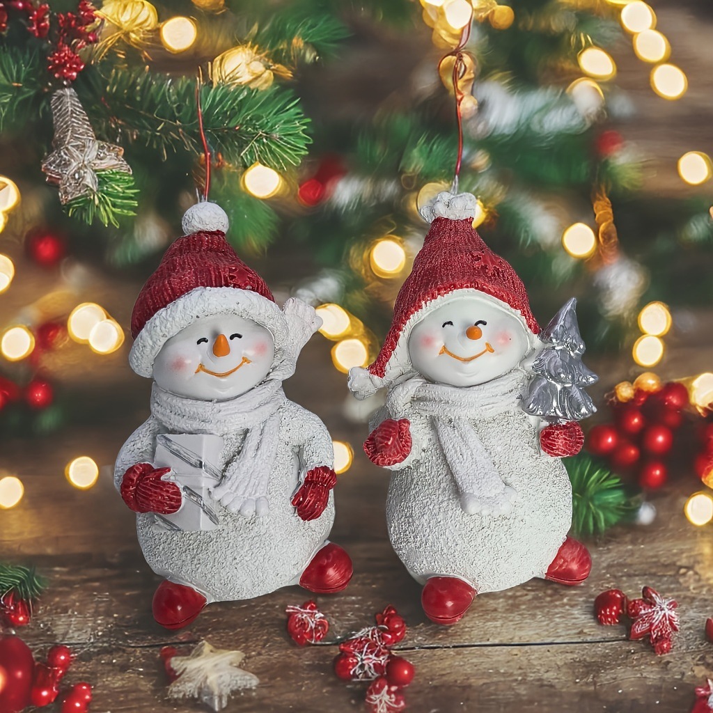 ガーデニング 仲良し雪だるま人形二体組飾り