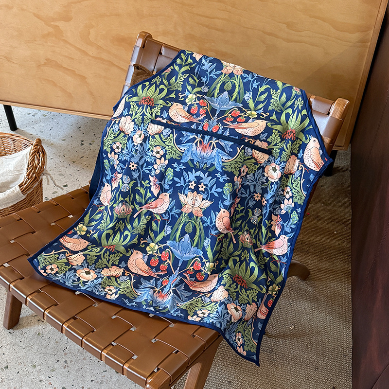 ガーデニング 花鳥柄ボタニカル刺繍風ガーデニングエプロン