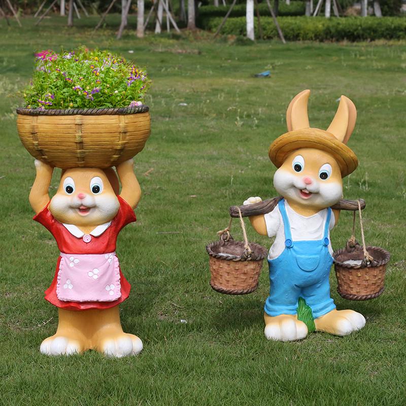 ガーデニング うさぎ農家の花園オーナメント
