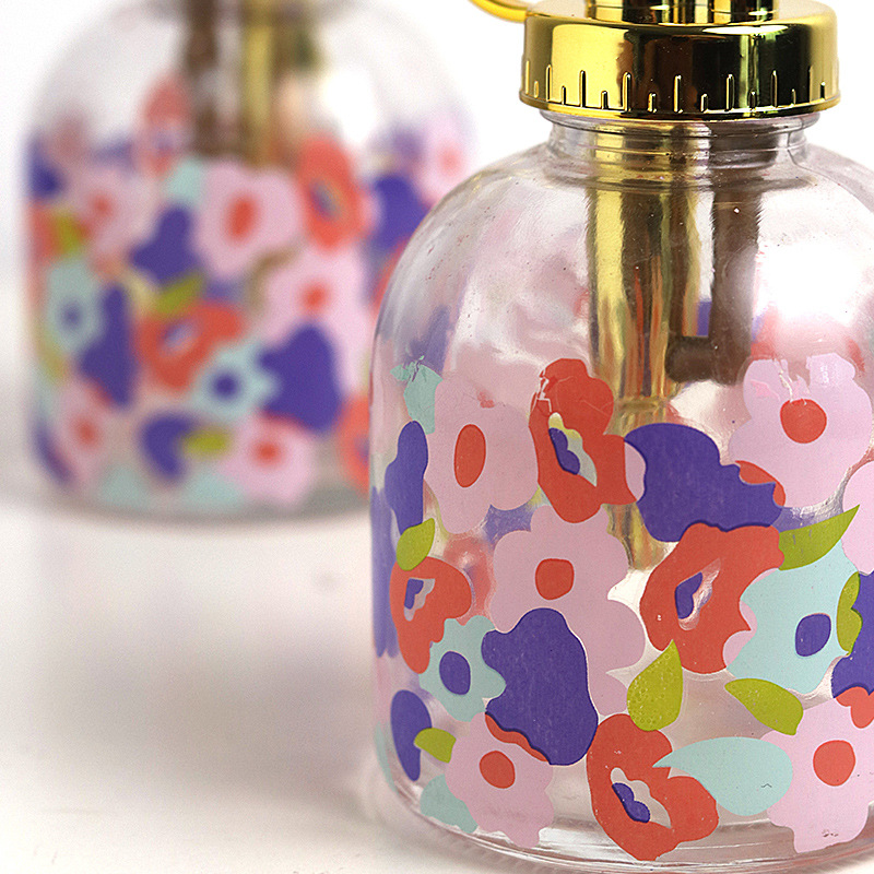 ガーデニング 花柄ガラス製加圧式霧吹きスプレー