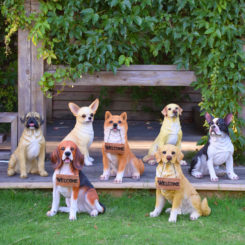 ガーデニング お出迎え犬の置物