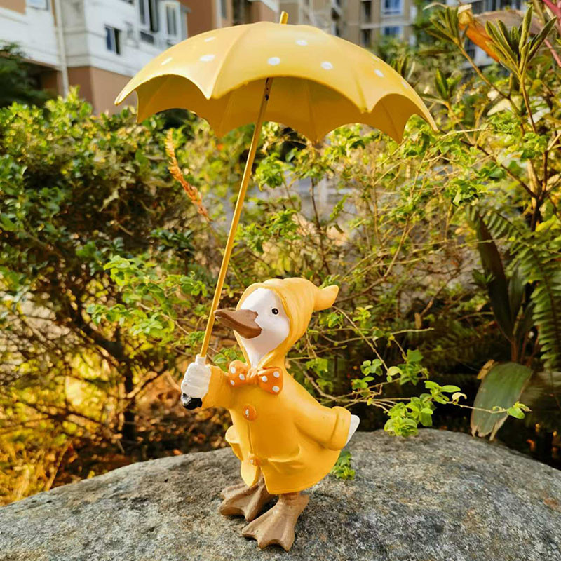 ガーデニング 雨の日のあひる君 ガーデンオブジェ