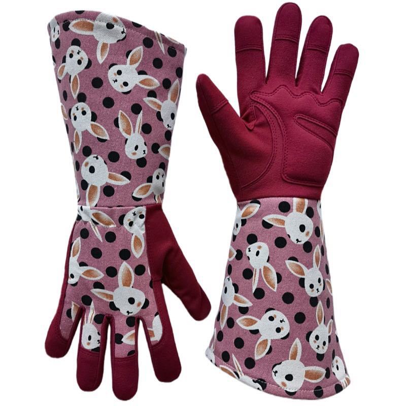 ガーデニング うさぎ柄ロング丈ガーデニング用手袋アームカバー