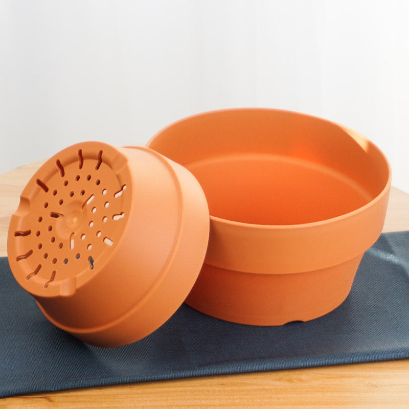 ガーデニング 樹脂製二段式丸型プランター大小セット