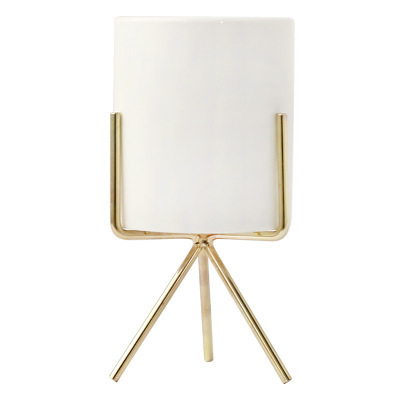 ガーデニング 三脚スタンド付き陶器製円筒形植木鉢