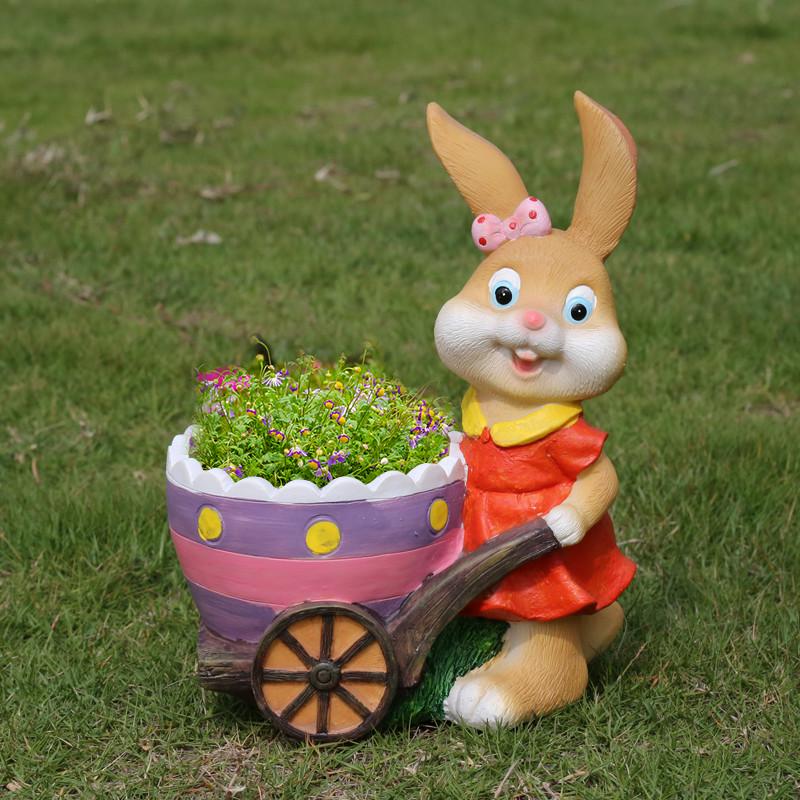 ガーデニング うさぎ農家の花園オーナメント