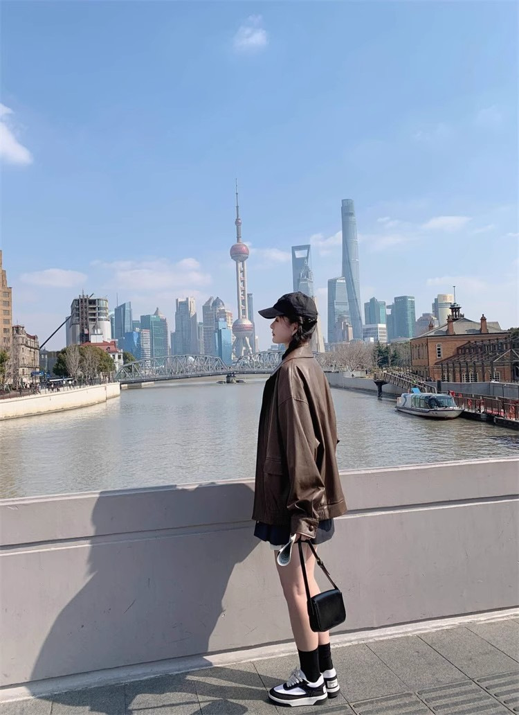 レザージャケット ゆったりシルエット本革ジップアップブルゾン