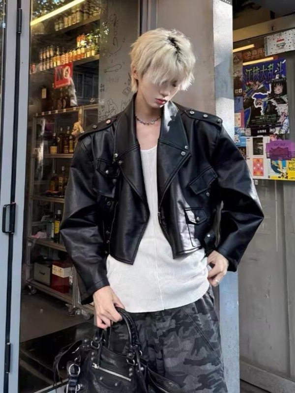 レザージャケット 黒革風ライダースジャケット メンズ フェイクレザー