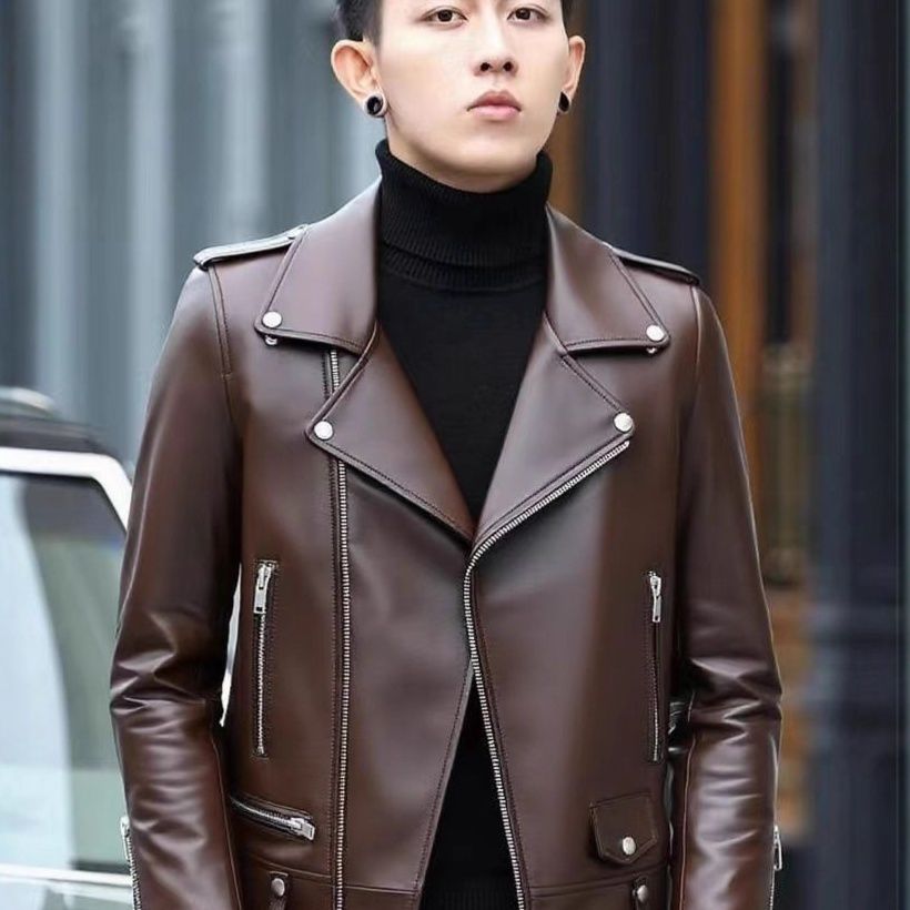 レザージャケット キルティング中綿入り本革ライダースジャケット