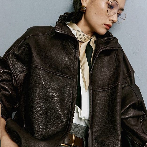 レザージャケット 本革オーバーサイズボンバージャケット