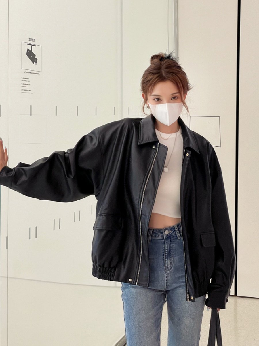 レザージャケット ゆったりシルエット本革ブルゾンジャケット