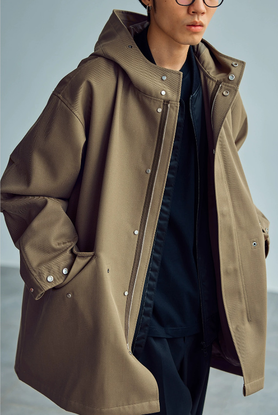 レザージャケット 本革スナップボタン付きロングジャケット