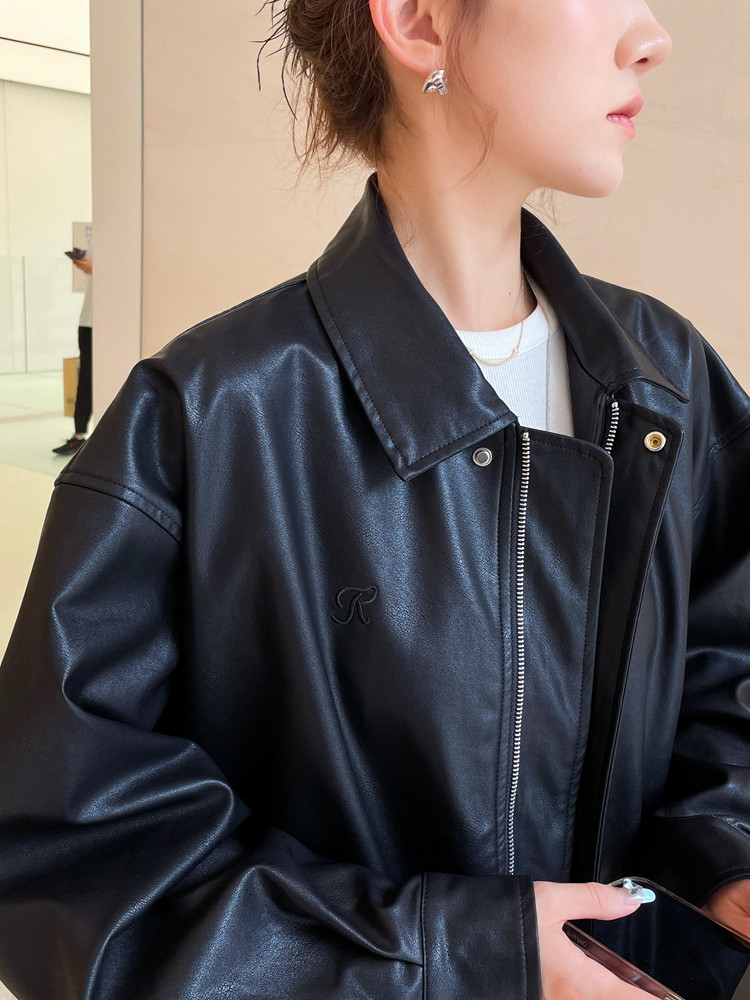 レザージャケット ゆったりシルエット本革ブルゾンジャケット
