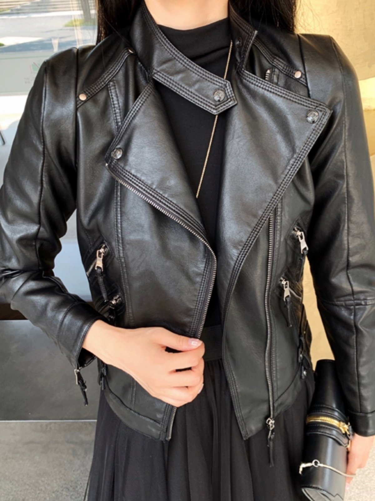 レザージャケット 本革ダブルライダースジャケット女性用