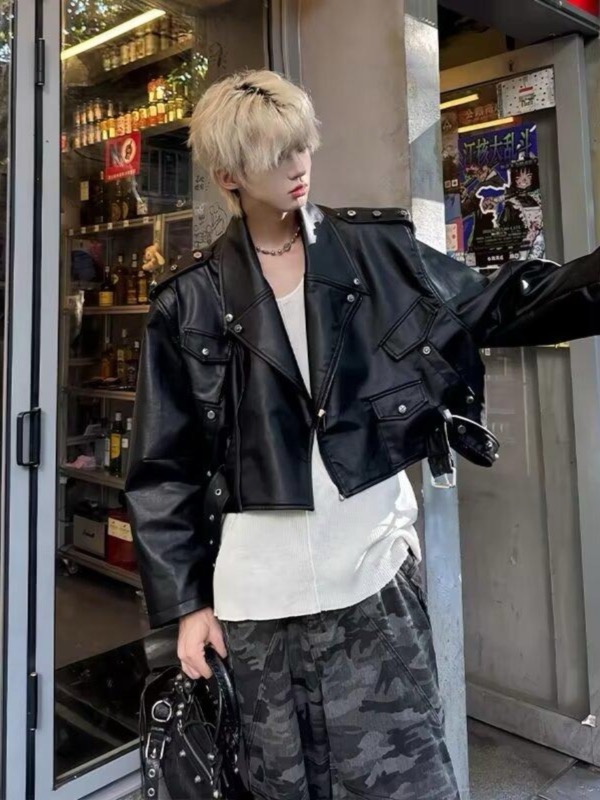 レザージャケット 黒革風ライダースジャケット メンズ フェイクレザー