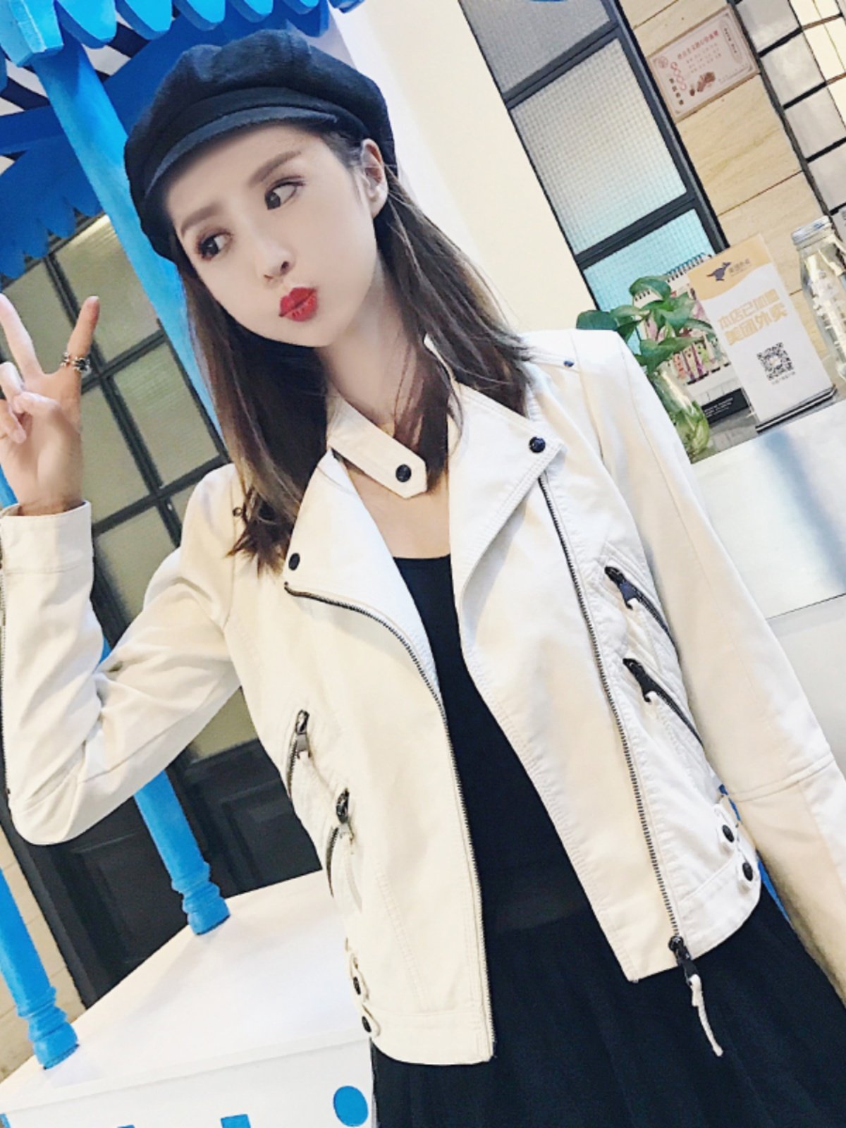 レザージャケット 本革ダブルライダースジャケット女性用