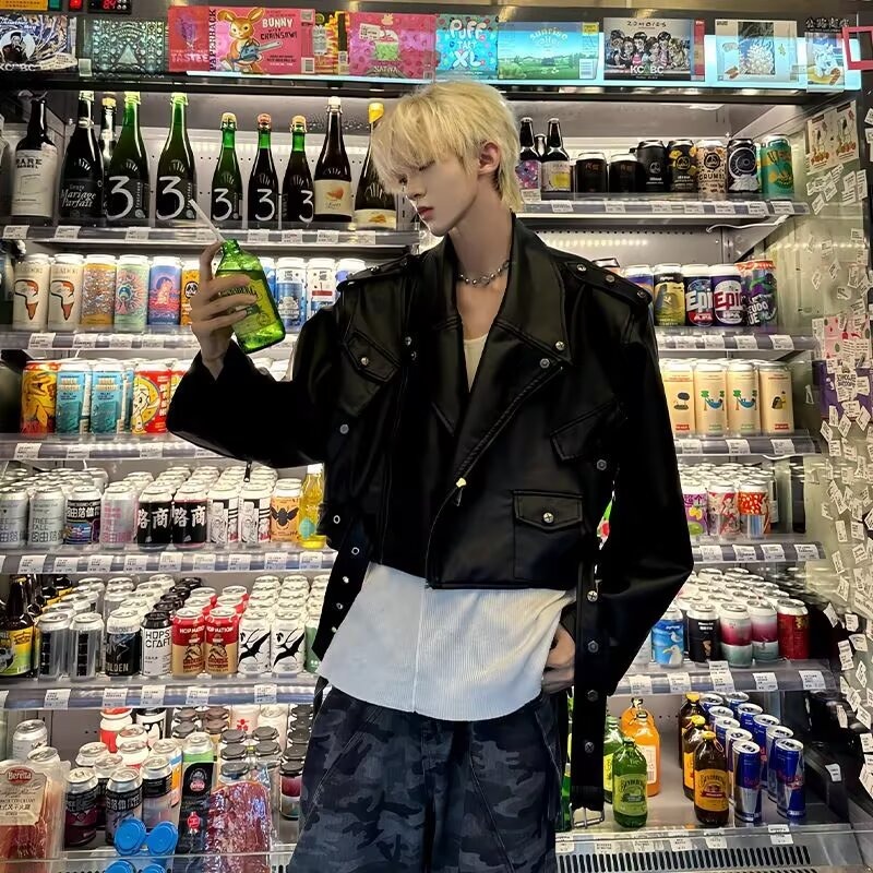 レザージャケット 黒革風ライダースジャケット メンズ フェイクレザー