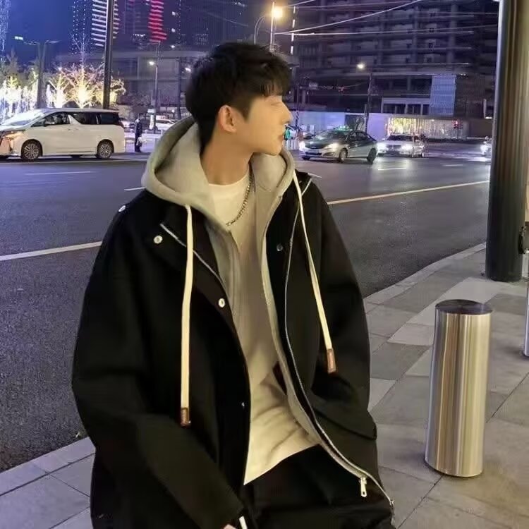 レザージャケット フード付きライダース風合成皮革ライダースジャケット