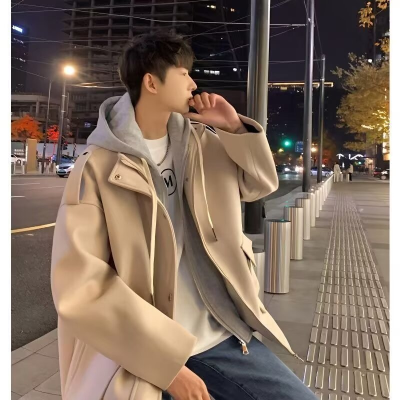 レザージャケット フード付きライダース風合成皮革ライダースジャケット