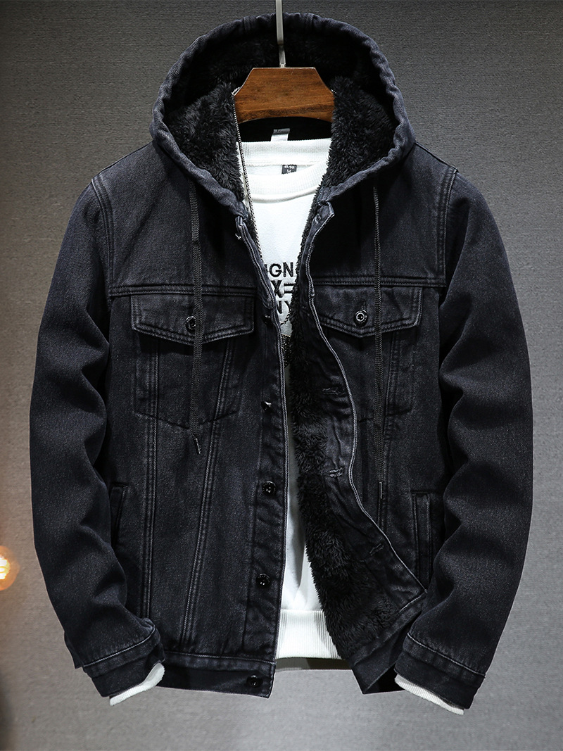 レザージャケット 裏ボア付きフード一体型ライダースジャケット