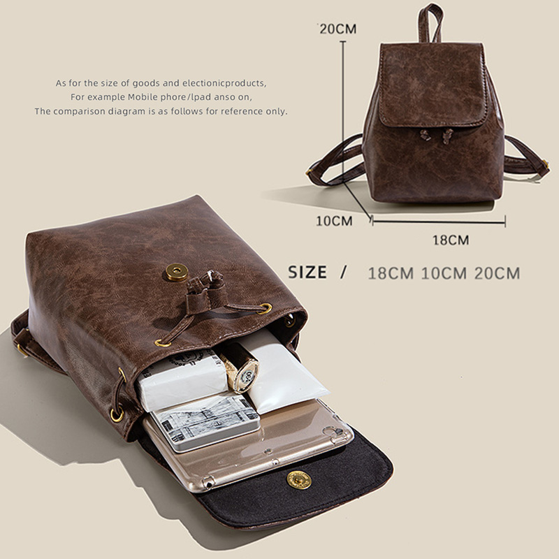 レザーリュック レザー調ミニリュック コンパクト大容量 軽量お出かけバッグ