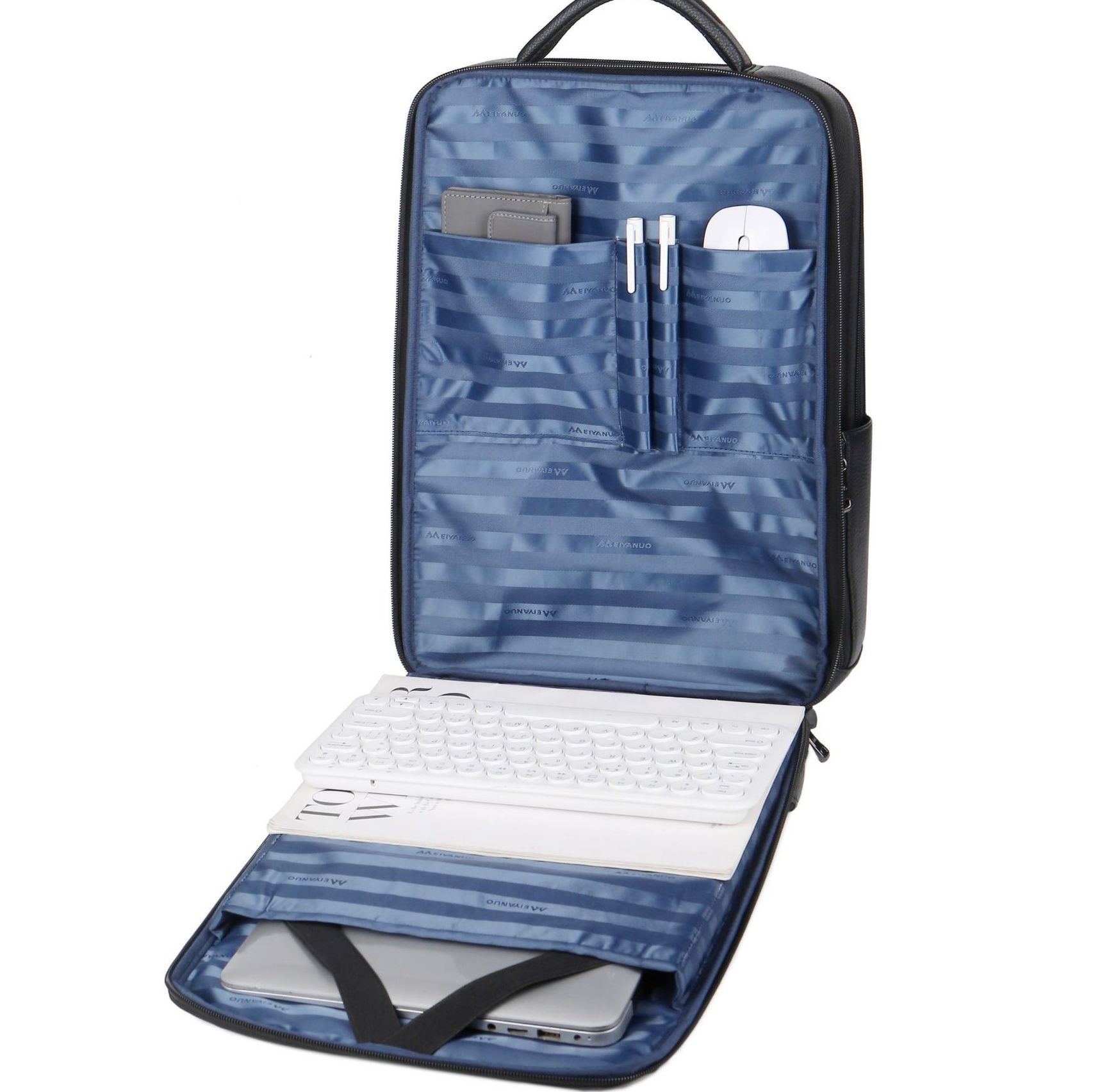 本革スリム型多機能ビジネスレザーリュック