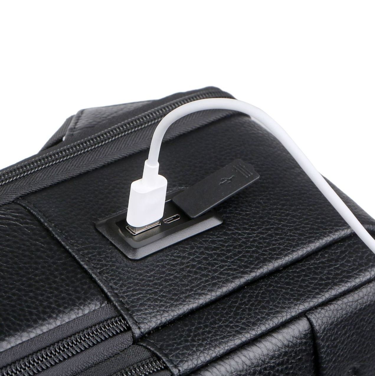 本革スリム型多機能ビジネスレザーリュック