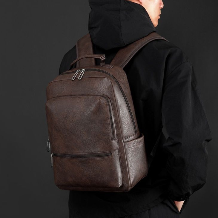 大容量高密度本革調ビジネスレザーリュック
