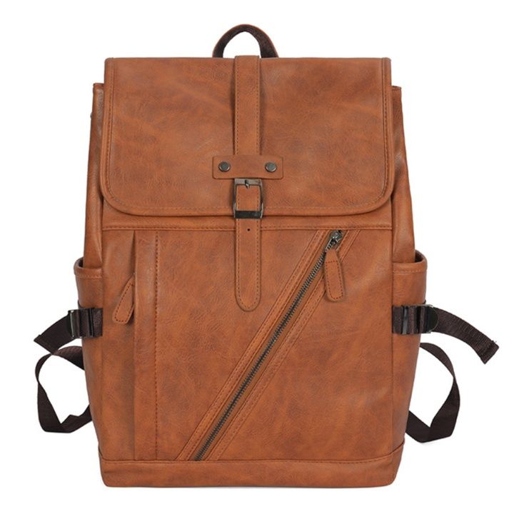 大容量機能的フラップ式　通学PUレザーリュック