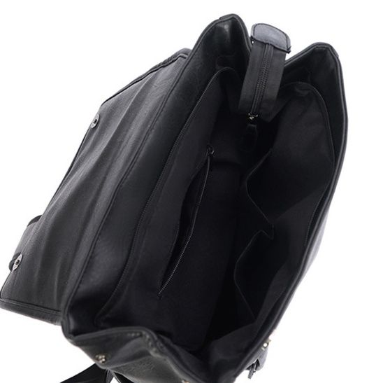 大容量機能的フラップ式　通学PUレザーリュック