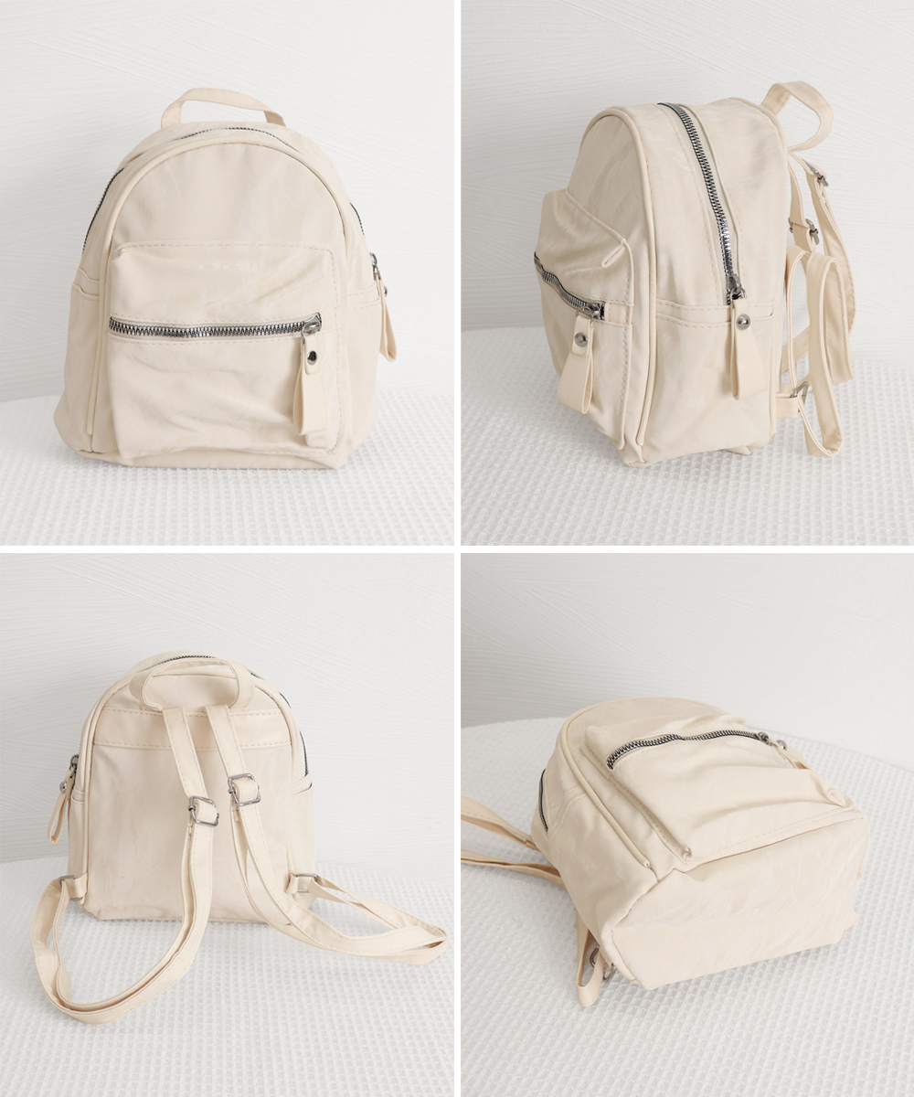 大理石柄レザーリュック ミニサイズ 黒