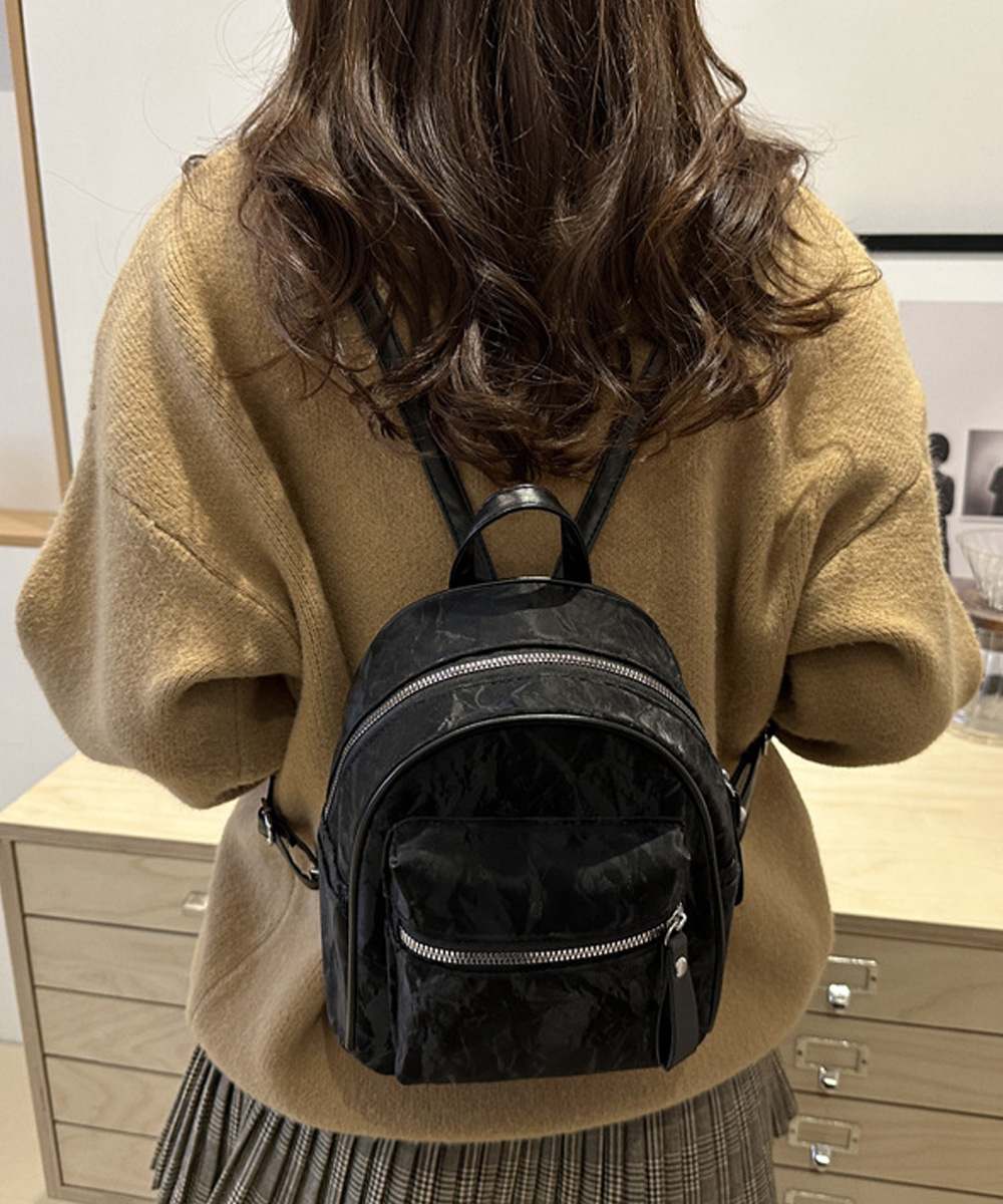 大理石柄レザーリュック ミニサイズ 黒