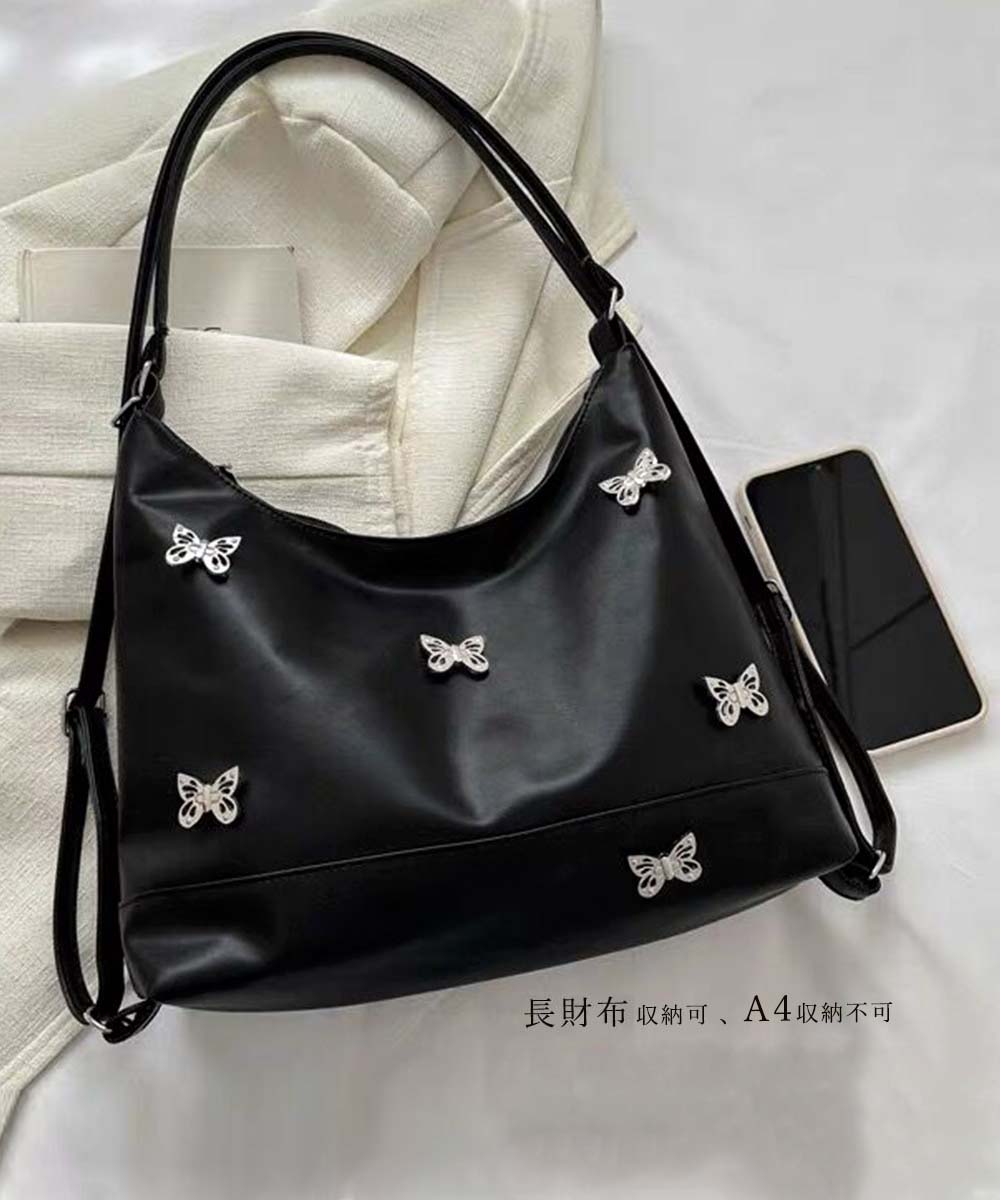 蝶モチーフ三用途レザーリュック