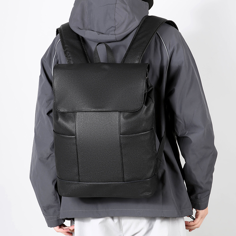 レザーリュック 本革シンプルフラップビジネスリュック