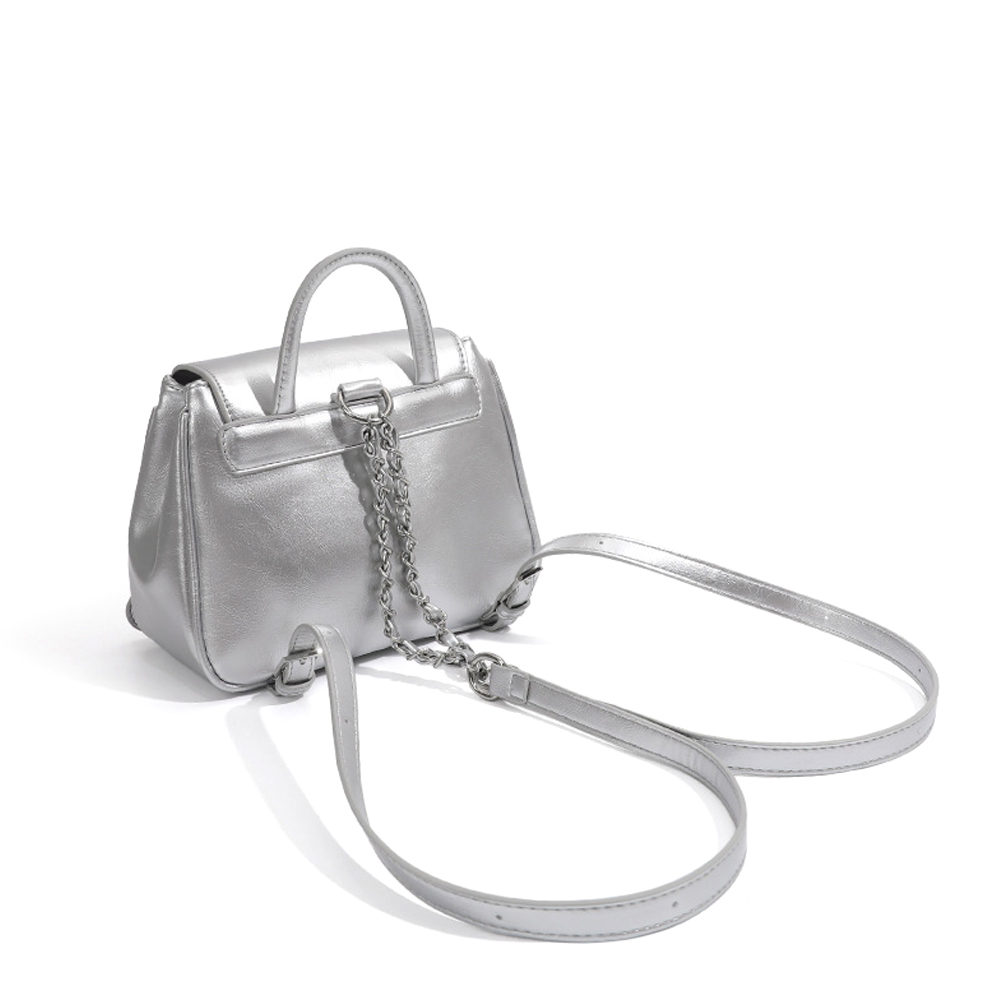 レザーリュック 光沢レザー風スクエアリュック 二通り使い