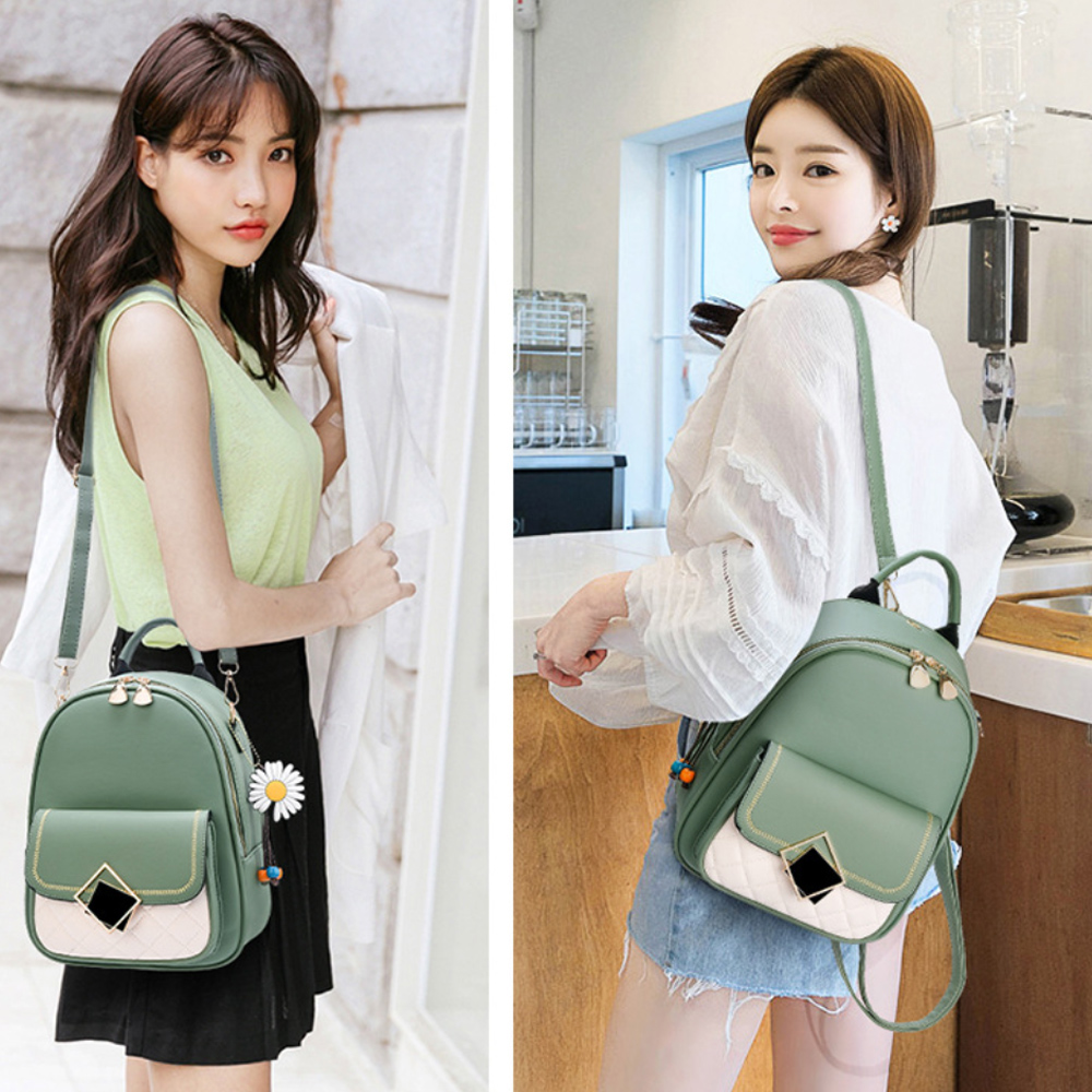 レザーリュック バイカラー配色レザーミニリュック三通り使い