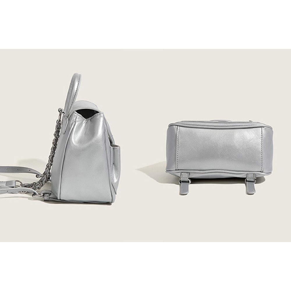 レザーリュック 光沢レザー風スクエアリュック 二通り使い